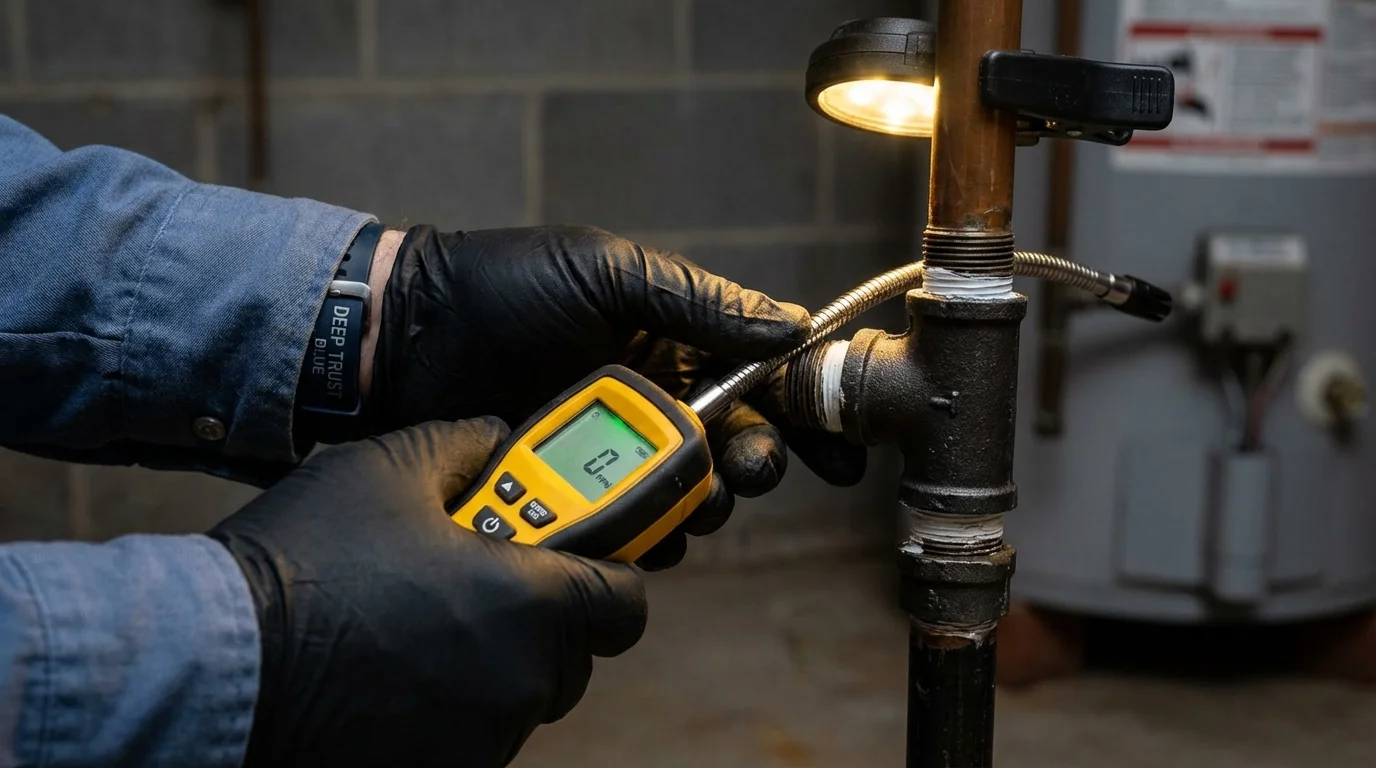 Gas leak detection with electronic sniffer by Johns Plumbing LLC in Baltic